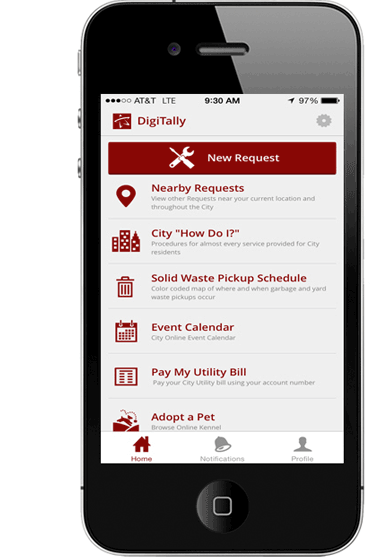 Tallahassee app screen main menu