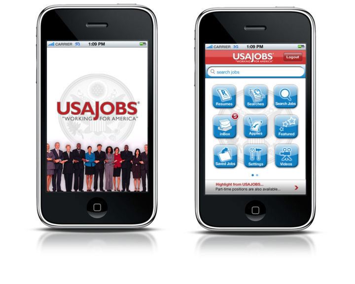USAjobs app screen shots